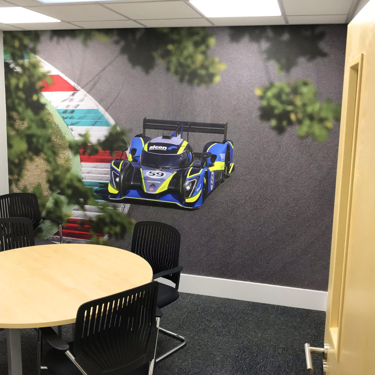Alcon office with racing mural